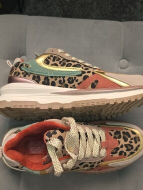 Blowfish Malibu Orange and Mint Mixed-Material Sneaker